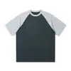 Camiseta Raglán de Manga Corta Estilo Americano para Hombre, Secado Rápido, Bloques de Color, Antibacteriana, Top Versátil, Nuevo Corte Holgado, Hombro Caído, Capa Base, Camiseta para Pareja