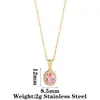 Collar Colgante de Acero Inoxidable Estilo Retro Lujo Ligero Girasol Circonia Cadena para Clavícula Cuadrado Ovalado Piedras Preciosas Multicolor para Mujer