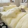 Juego de cama de grado A, de cuatro piezas, algodón puro, color sólido, incluye funda de edredón, sábana bajera y sábana encimera, adecuado para dormitorios estudiantiles, juego de tres piezas