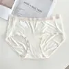 Calcinhas Femininas Leves, Respiráveis e Suaves como Seda com Propriedades Antibacterianas 7A, Gancho Estendido, Sensação Gelada de Seda de Gelo, Cor Sólida, Cuecas Simples de Qualidade