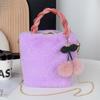 Bolsa de Pelúcia Coelho bolsa de cereja bolsa de mão fofa para menina bolsa de ombro transversal feminina estilo coreano novo outono e inverno