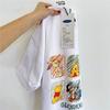 Camiseta de Manga Corta de Verano para Hombre y Mujer Camiseta de Manga Corta Estilo Japonés Antiguo para Mujer Ropa Estilo Hong Kong Camiseta Blanca Versátil de Moda Camiseta de Moda