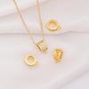 Colar em Ouro 18K Banhado com Zircônia Microincrustada em Formato de Coração Vazado com Contas Espaçadoras de Argola para Pendurar, Conector de Pingente, Três Vias com Contas Cilindricas para Pendurar