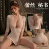 Vestido Ajustado Sexy Estilo Secretaria Transparente de Encaje con Escote en V Profundo Conjunto Seductor 9088 Lencería Puro Deseo