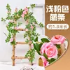 Enredadera Artificial de Rosas Corazón, Flores de Rosa Falsas, Decoración de Tubería de Balcón, Plantas Trepadoras de Patio, Enredaderas Florales