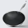 Wok de Acero Inoxidable 410 Engrosado, Sartén Antiadherente de Panal