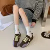 Zapatos casuales de cuero suave, modernos, transpirables, cómodos, versátiles. Zapatillas de entrenamiento alemanas planas con cordones para mujer, colorblock, estilo nuevo, verano 2026