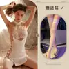 Pijamas Sexy, Lencería Sexy, Cheongsam, Tentación, Pasión, Tirantes Cut Out, Abertura Alta, No Necesidad de Quitarse Traje de Uniforme