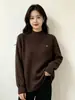 Suéter de veludo Andy de duas peças com gola alta parcial para mulheres, nova blusa interna elegante de outono e inverno com logotipo de coração, camisa base de tricô