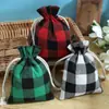 Decoración Navideña Nueva Transfronteriza Suministros Bolsa de Regalo para Niños Bolsa de Regalo de Dulces para Niños Bolsa de Almacenamiento a Cuadros Blanco y Negro para Joyería