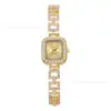 Nuevo y popular transfronterizo, exquisito y compacto reloj pulsera cuadrado con incrustaciones de diamantes, reloj de cuarzo para mujer moderno y versátil, venta al por mayor