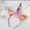 Diadema de Cabeza de Unicornio Nueva de Gran Venta Transfronteriza Más Alas Día del Niño Espectáculo Diadema Dorada de Cabeza de Unicornio