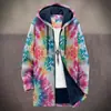 2025 Cardigan Casual Masculino com Capuz e Zíper Padrão Tie-Dye Cross-Border Temu Jaqueta de Algodão Forro Cinza DIY
