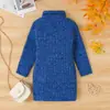 Vestido de Gola Alta para Meninas Outono Inverno Bebê Vestido Base Tricotado de Comprimento Médio Crianças Costela Grossa * Vestido Roupa Infantil