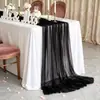 Decoración de Escena de Boda con Gasa, Mesa de Postres de Boda, Caminos de Mesa Fluidos, Manteles Largos, Mesa de Firma para Banquete de Boda, Decoración de Gasa