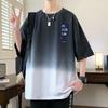 Gaywa Camiseta de Verano de Manga Corta con Degradado para Hombre Holgada con Estampado de Dibujos Animados Ropa de Manga Media para Adolescentes Casual Manga Media