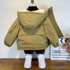 Abrigo cálido con forro de forro polar para niños con capucha casual para otoño e invierno ropa acolchada de algodón engrosada para niños medianos y grandes ropa acolchada de algodón de moda estilo occidental para usar como abrigo