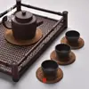 Set de 4 Posavasos Redondos de Ratán Vietnamita Tejidos a Mano para Taza de Té, Tazón, Mesa de Café, Mesa de Comedor, Set de Té al por Mayor