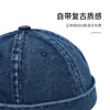 Gorro Liso de Mezclilla Lavada para Hombres y Mujeres, Estilo Callejero Personalidad Moda Sin Visera Gorro de Propietario, Hip-Hop Moderno Sombrero Dandi