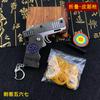 Mini pistola de goma roja cibernética, plegable, con ráfagas de disparo, llavero de aleación para niños