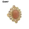 MR028 Anillo de Joyería para Fiesta Estilo Palacio Retro Exquisita Gema Redonda Pequeña Incrustada con Circonita Multicolores Opcionales para Mujer