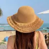 Chapéu de Palha Versátil de Três Camadas para Verão Feminino Chapéu de Sol para Viagem Proteção Solar Chapéu de Sol Chapéu de Praia Fashion