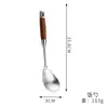 Acero Inoxidable 304 Paleta de Madera de Palisandro Utensilios de Cocina Espesor Mango de Madera Espátula Cucharón Ranurado Hogar Cocina Cocinar Saltear Espátula