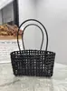 Estilo Ins Coreano Cesta de Vegetais Trançada Vazada Bolsa de Praia Casual de Férias Cor Doce Bolsa a Tiracolo de Ombro Bolsa de Rattan