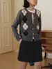 Armario Minimalista Intelectual Miu para el Trabajo Cárdigan de Punto de Lana Acolchado Top de Otoño para Mujer