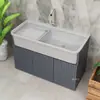 Fregadero de Lavandería de Piedra de Cuarzo para Exteriores con Gabinete Integrado Fregadero de Balcón Lavabo Lavadero Exterior para Patio Gabinete