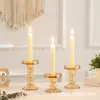 Comércio exterior exportação Conjunto de 3 peças de castiçal de vidro tipo taça para mesa de jantar familiar sala de estar festa de casamento decoração decoração de casa