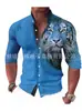 Nueva Moda Otoño 2024 para Hombre Camisa de Manga Larga con Estampado Animal Camisa Casual de Manga Larga para Hombre con Cuello Alto