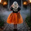 Comercio exterior COS Halloween nueva colección, Vestido de fiesta oscuro de Halloween, Vestido de noche negro y naranja, Vestido de bruja para fiesta