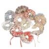 Lenço Quadrado Vazado Branco Cereja de Renda Feito à Mão Scrunchie Doce Feminino Rabo de Cavalo Elástico de Cabelo