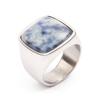 Amazon caliente nuevo anillo retro personalizado para hombre de piedra natural y acero de titanio joyería de acero de titanio de moda venta al por mayor