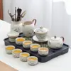 Lujo Ligero de Gama Alta Horno Ru Juego de Té Kung Fu para el Hogar Cerámica China Tetera Taza de Té Bandeja de Té Pequeña Juego de Regalo