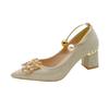Primavera y otoño 2024, nuevo estilo coreano de moda, tacones altos, punta puntiaguda, tacones de aguja, boca baja, hebilla recta, tacones altos para mujer