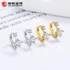 Brincos de Zircônia em Prata Esterlina 925 com Garra Quatro Pontos Feminino 2022 Novo Nicho Elegante Tendência Argola de Orelha Minimalista Versátil Joia de Orelha ins