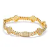 Hip-Hop Europeo y Americano Cadena Cubana de Trébol de Cuatro Hojas de 6 mm Pulsera de Circonita Pulsera de Lujo para Hombre Joyería Transfronteriza Personalización