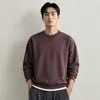 Moletom Pesado Gola Redonda Outono/Inverno 2026 Top High-End Retrô Americano Masculino Preto e Vinho Em Estoque Cor Sólida
