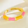 2025 Nuevo Popular Esmalte Arcoíris Dopamina Bambú Anillo Mujeres Nicho Diseño Único Anillo de Alta Gama