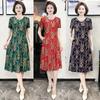 Vestido de madrecita de estilo occidental de alta gama, para volar en la nieve, para verano, para mujeres de mediana edad y mayores, con el vientre cubierto, adelgazante, de longitud media, por encima de la rodilla.