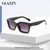 GLAZZY nuevos lentes de sol retro transparentes de caja de Europa y Estados Unidos, champán, foto INS, gafas de montura pequeña, foto callejera de influencer de internet también