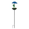 Estaca de Paraguas de Rana de Metal Solar con Luz y Comedero para Pájaros, IP55, 86.5cm, Decoración de Jardín