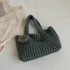 Bolsa de Tecido Tendência Estilo Coreano 2026 Primavera Nova, Bolsa de Crochê Feita à Mão Cor Sólida, Bolsa de Fio Fofa