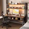 Escritorio de Madera Maciza Estantería de Libros Mesa Integrada Mesa para Computadora de Escritorio para el Hogar Dormitorio Mesa para Estudiantes Casa de Alquiler Escritorio de Escritura Mesa de Estudio