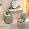 Tocador de Madera Maciza Dormitorio Moderno Simple Tocador de Pizarra Gabinete de Almacenamiento Espejo de Maquillaje Integrado Belleza y Elegante