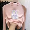 Top base para niña de cuello alto medio, nueva colección otoño/invierno 2026, ropa interior elegante, camiseta casual de manga larga, para niñas de talla mediana y grande