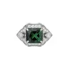 Anillo rectangular con forma de diamante de zircón azul estilo princesa, estilo cortesano, elegante anillo para el dedo índice, lujo ligero, joyería de alta gama para mujer