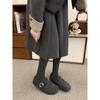 Sapatos Mary Jane Cinza de Pelo para Roupas de Inverno Femininas Novos Sapatos Baixos Estilo Coreano para Mulheres com Sapatos Quentes de Algodão de Veludo